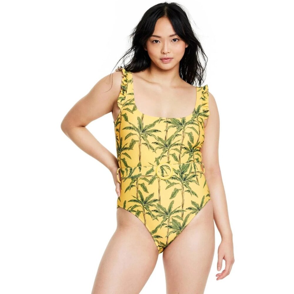 NEW  Agua Bendita for Target Palm Print Med Coverage One Piece Swimsuit XXL